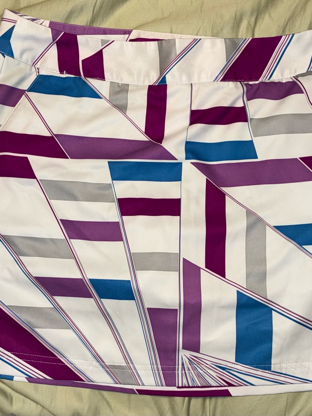 Adidas White Geometric Print Pencil Skirt in Purple, Blue & Gray